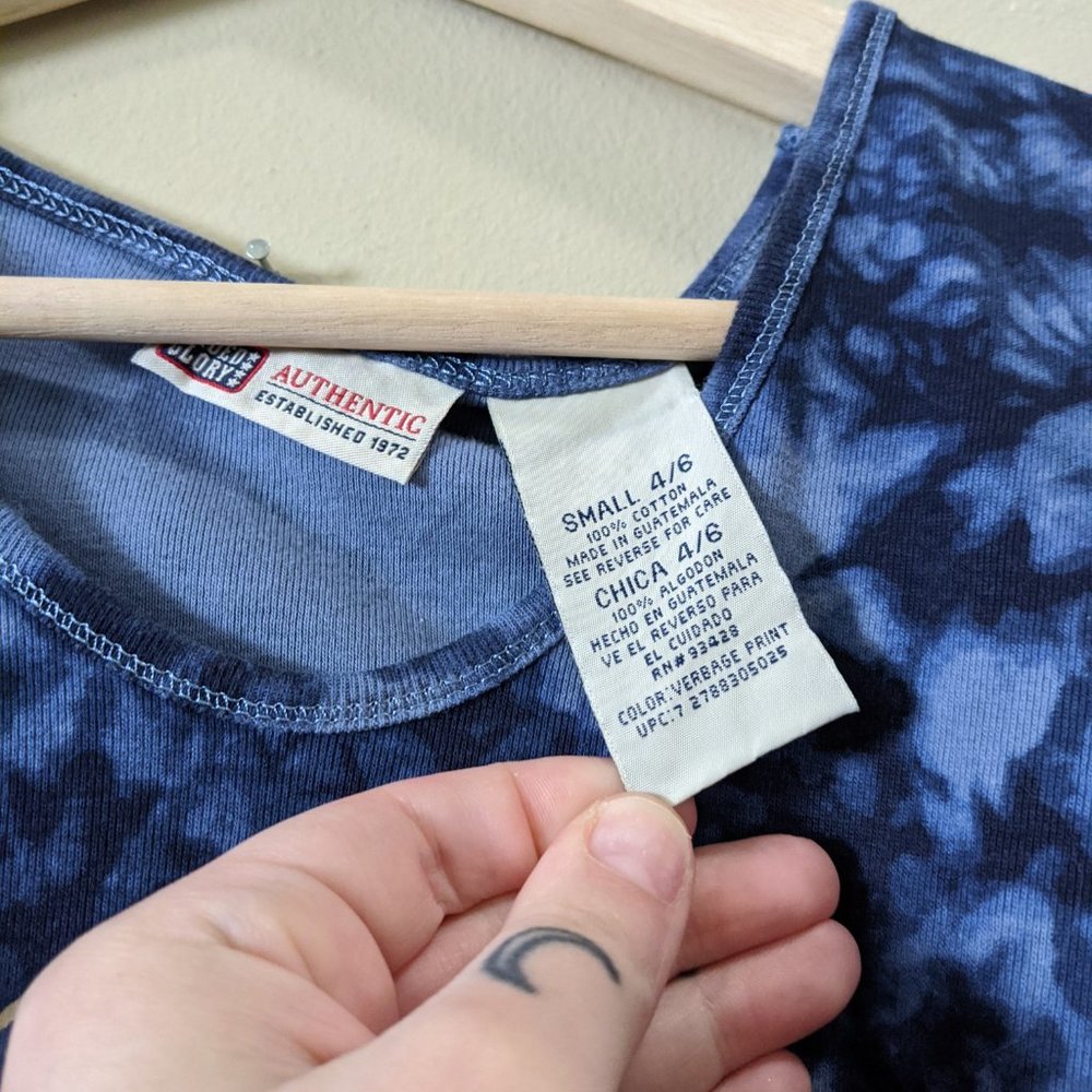 Faded Glory Vintage Blue Tie Dye Sun Moon Top - Picture 3 of 6
